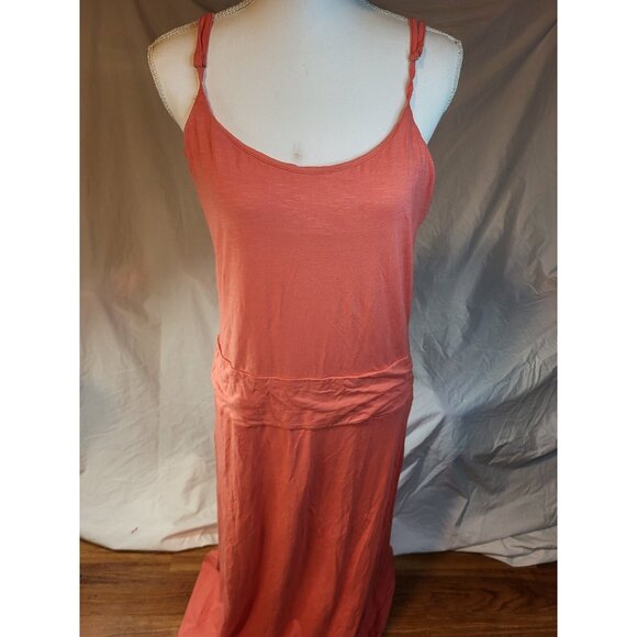 Horny Toad Maxi Dress Sleeveless Coral Pink Build In Bra Size XL Drop Waist - Picture 1 of 6